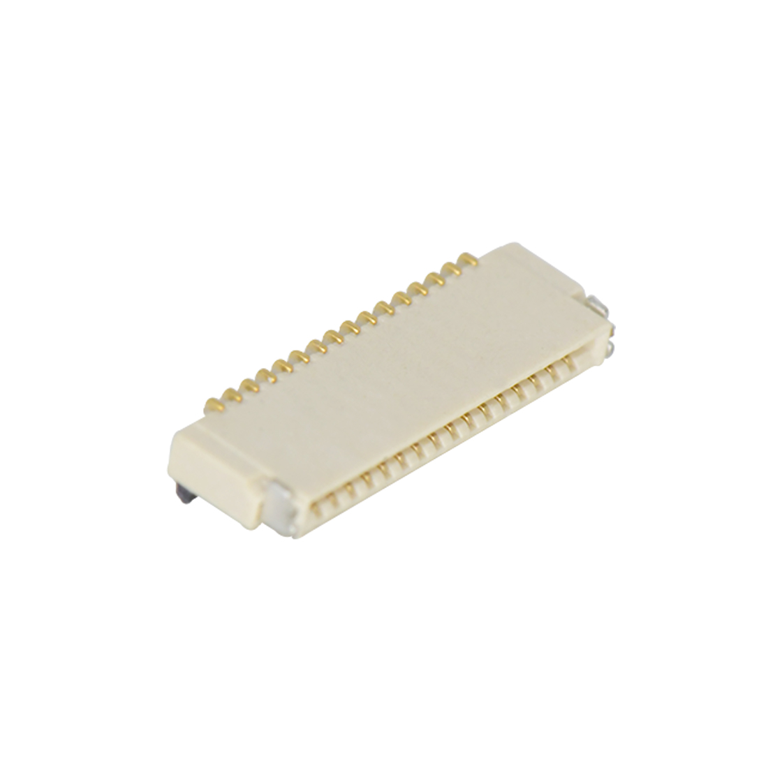 Pitch 0.50mm 90°H1.00mm 卧贴双面接后掀盖 SMT型 FPC 16pin 本色 镀半金接触点及焊接脚点1u，镍底35-60u.